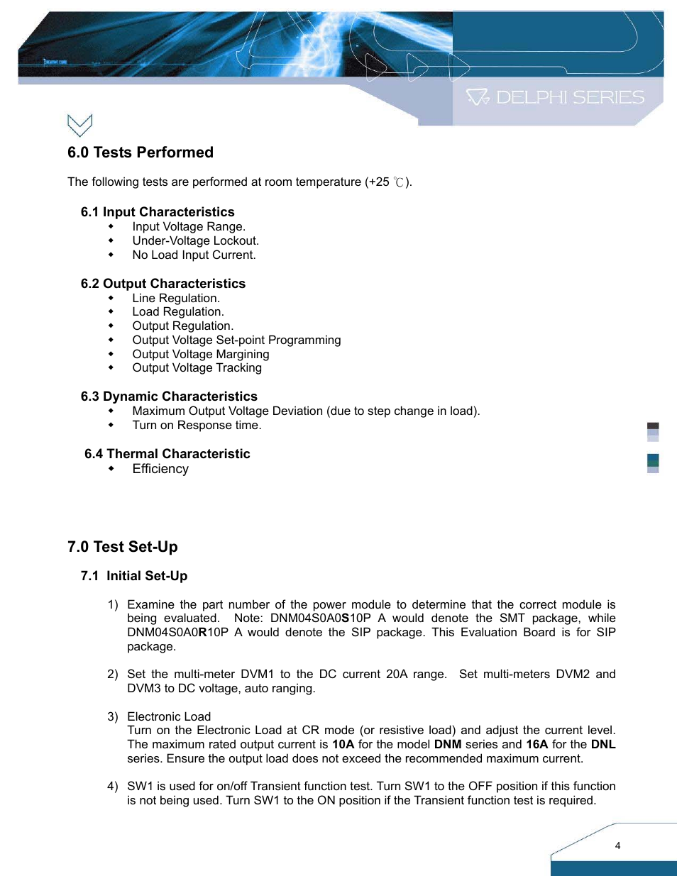 0 tests performed, 0 test set-up | Delta Electronics DNL SIP Series User Manual | Page 4 / 20