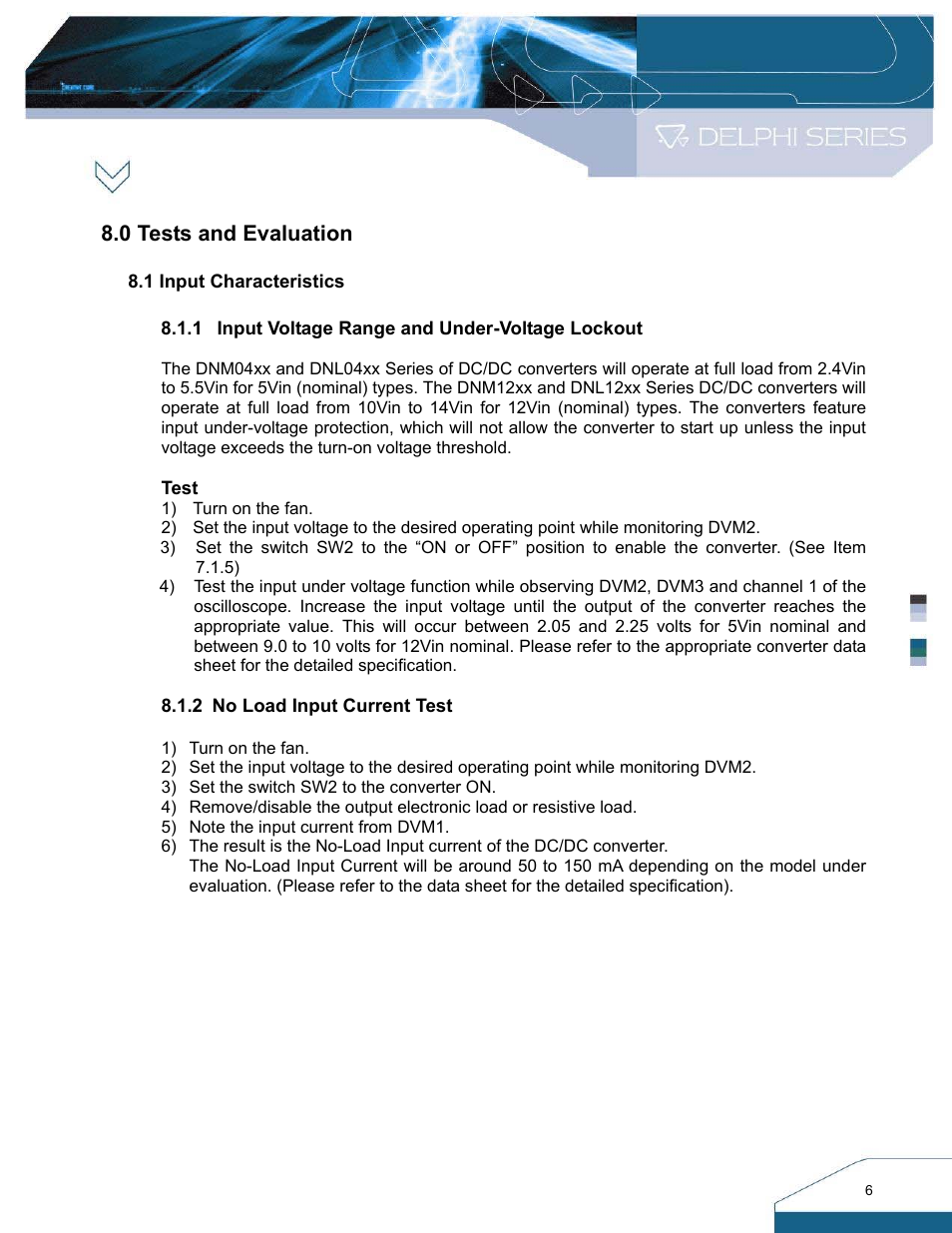 0 tests and evaluation | Delta Electronics DNL SIP Series User Manual | Page 6 / 20