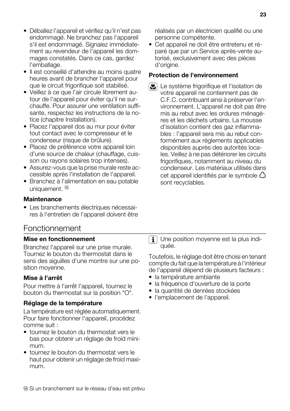 Fonctionnement | DE DIETRICH DRF912JE User Manual | Page 23 / 64