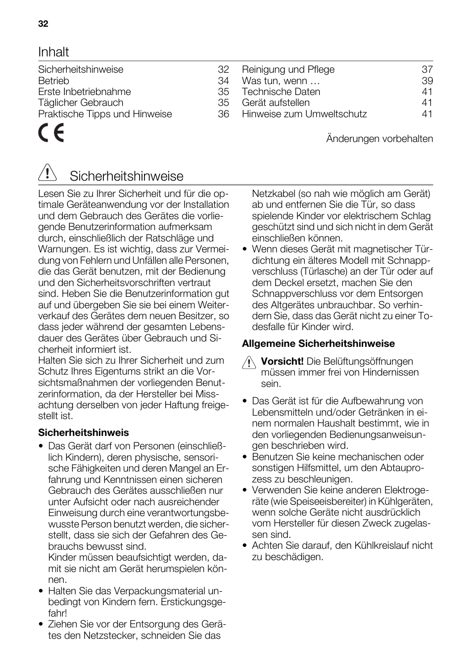 Inhalt, Sicherheitshinweise | DE DIETRICH DRF912JE User Manual | Page 32 / 64