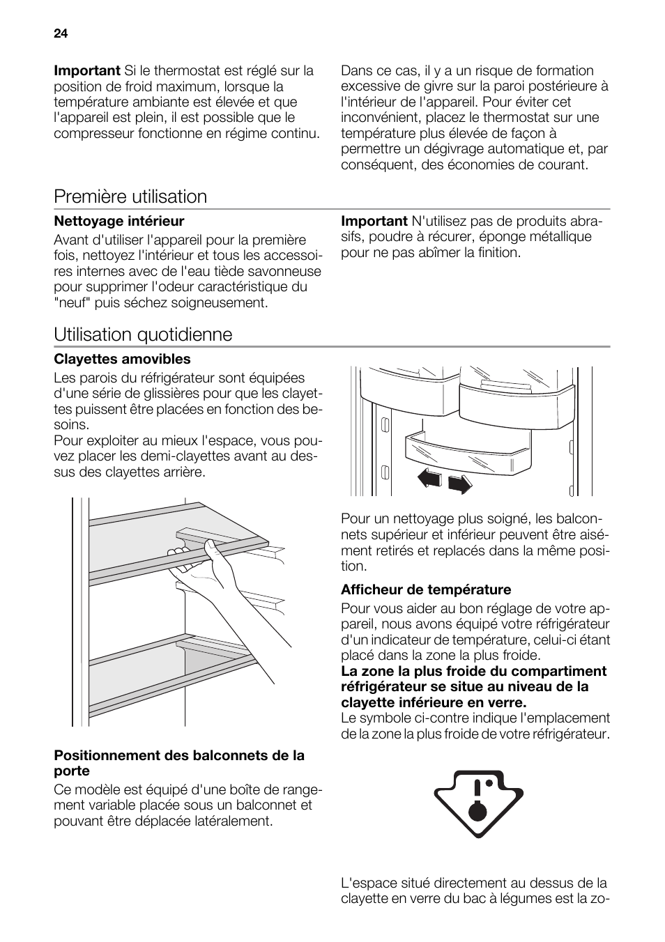 Première utilisation, Utilisation quotidienne | DE DIETRICH DRF912JE User Manual | Page 24 / 64