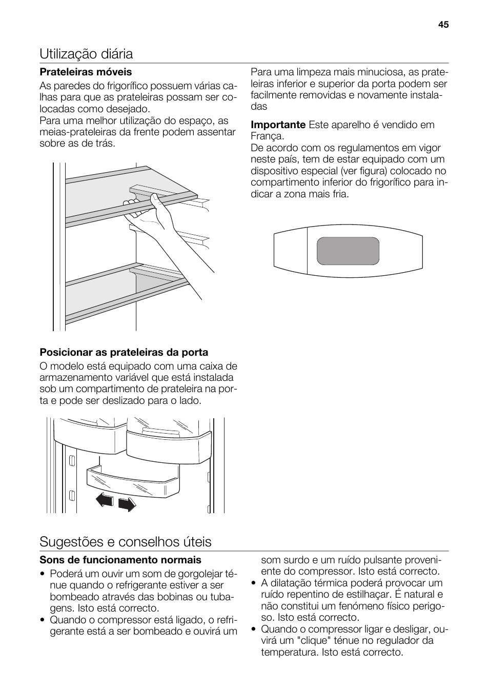 Utilização diária, Sugestões e conselhos úteis | DE DIETRICH DRF912JE User Manual | Page 45 / 64