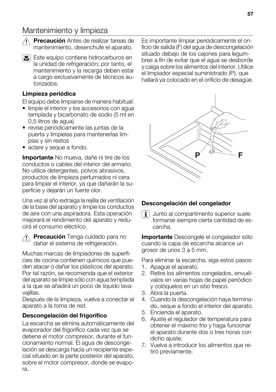 Mantenimiento y limpieza | DE DIETRICH DRF912JE User Manual | Page 57 / 64