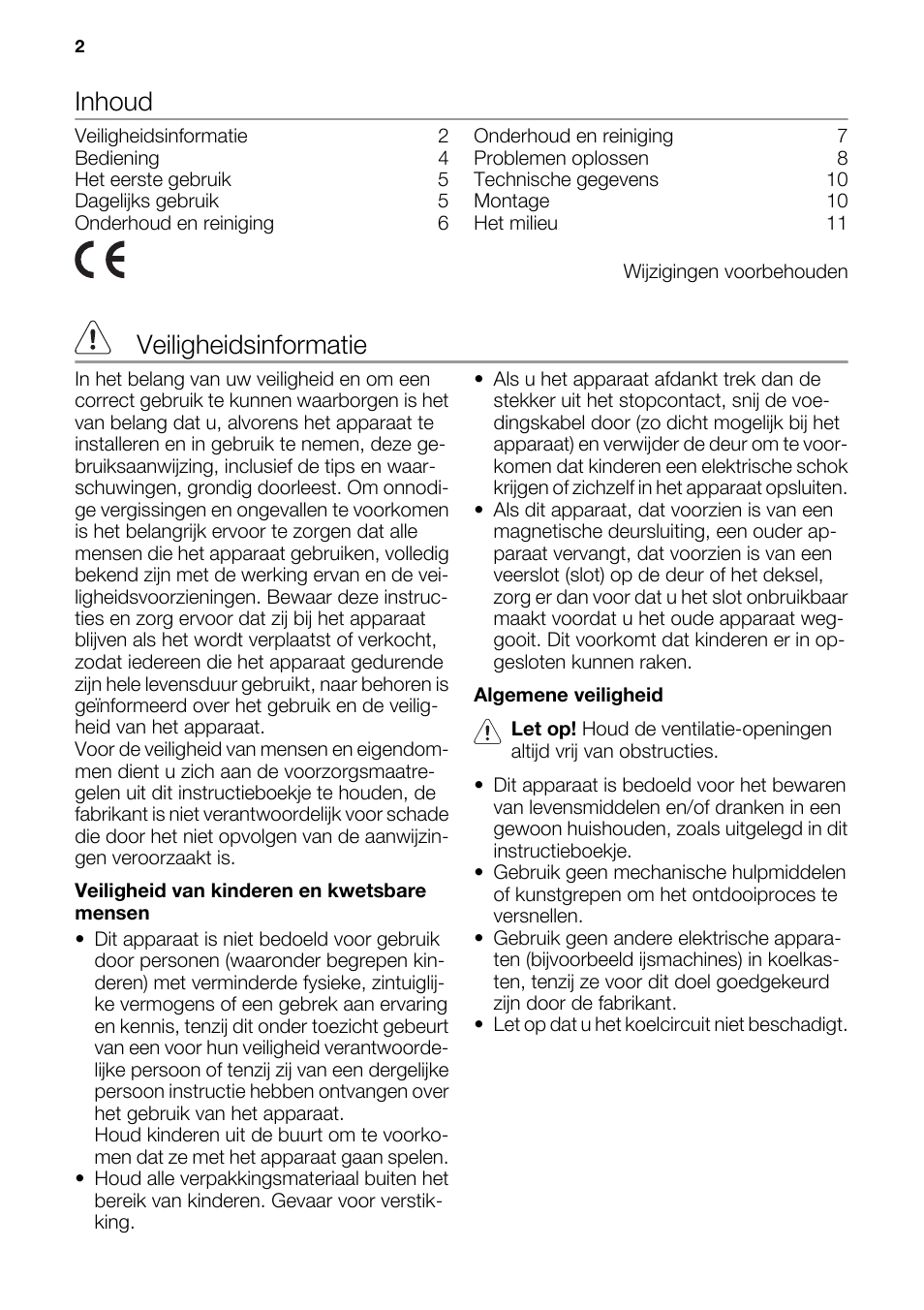 Inhoud, Veiligheidsinformatie | DE DIETRICH DRF912JE User Manual | Page 2 / 64