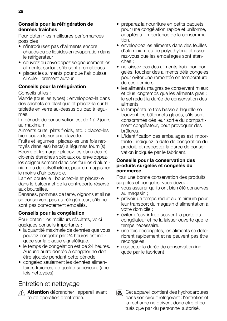 Entretien et nettoyage | DE DIETRICH DRF912JE User Manual | Page 26 / 64