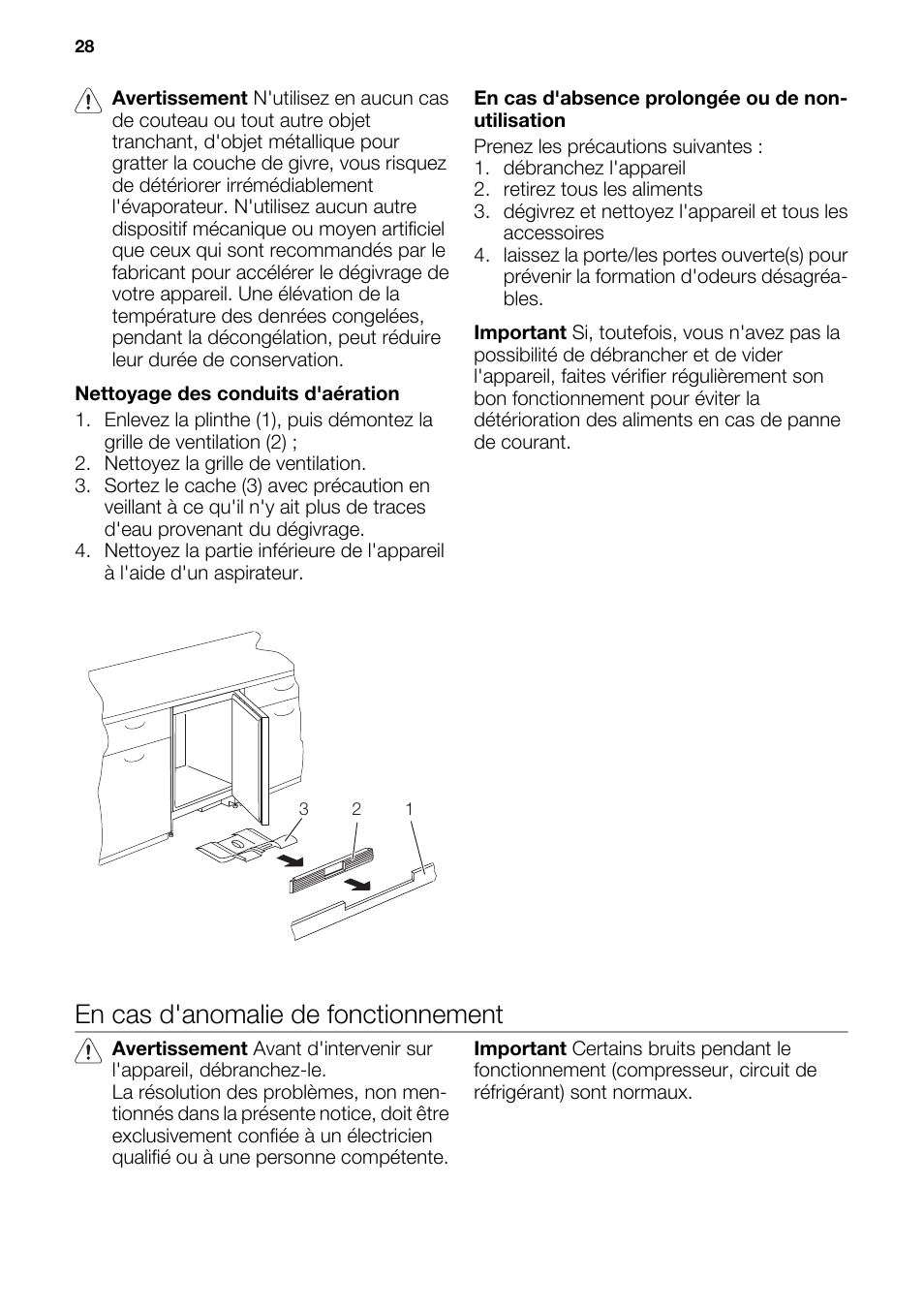 En cas d'anomalie de fonctionnement | DE DIETRICH DRF912JE User Manual | Page 28 / 64