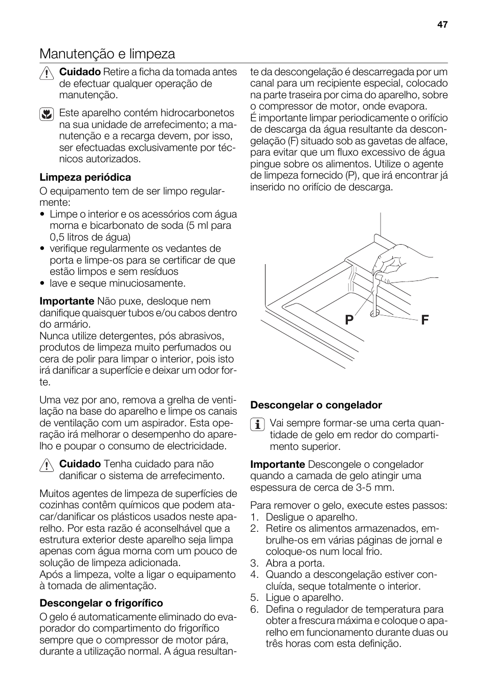 Manutenção e limpeza | DE DIETRICH DRF912JE User Manual | Page 47 / 64