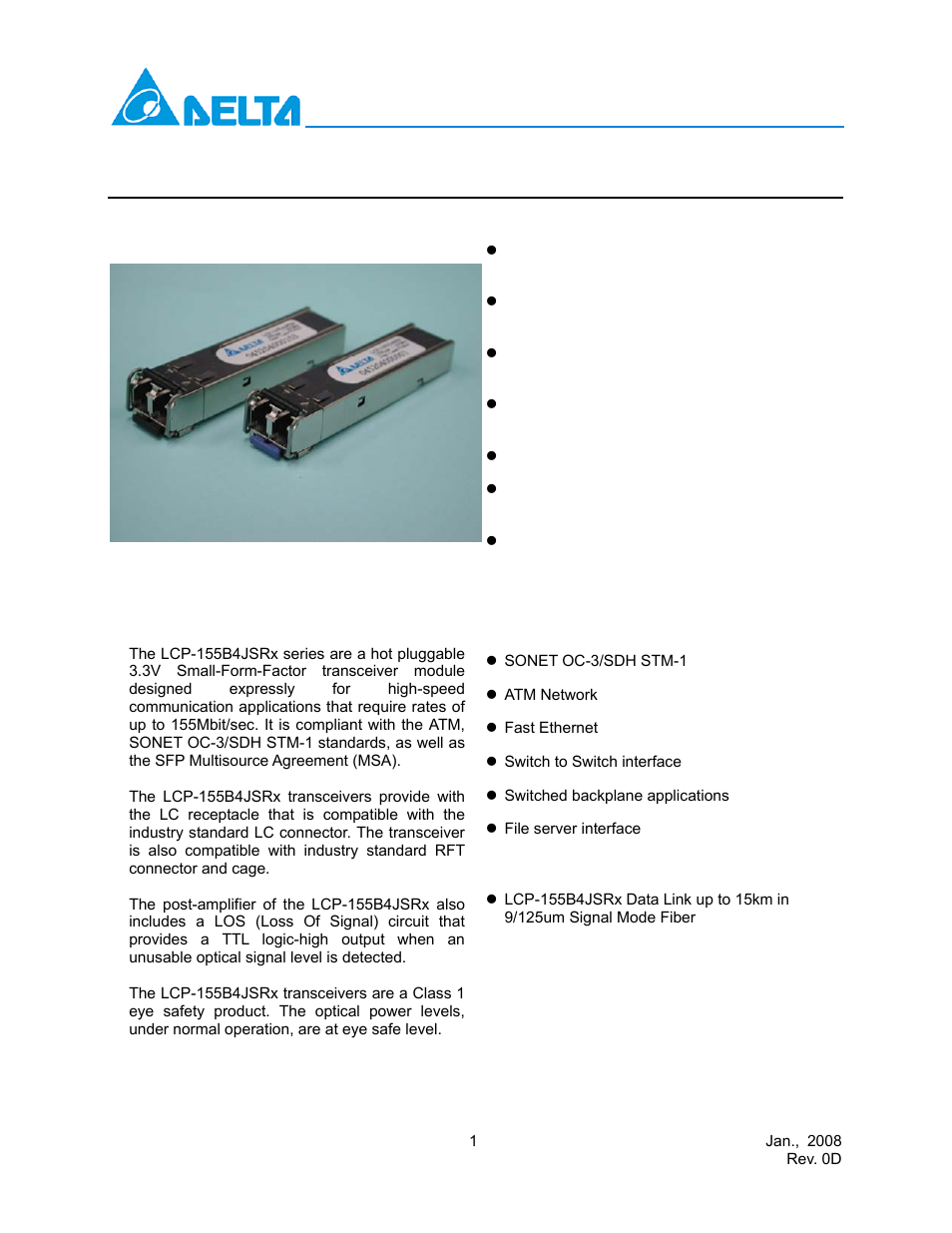 Delta Electronics LCP-155B4JSRx User Manual | 12 pages