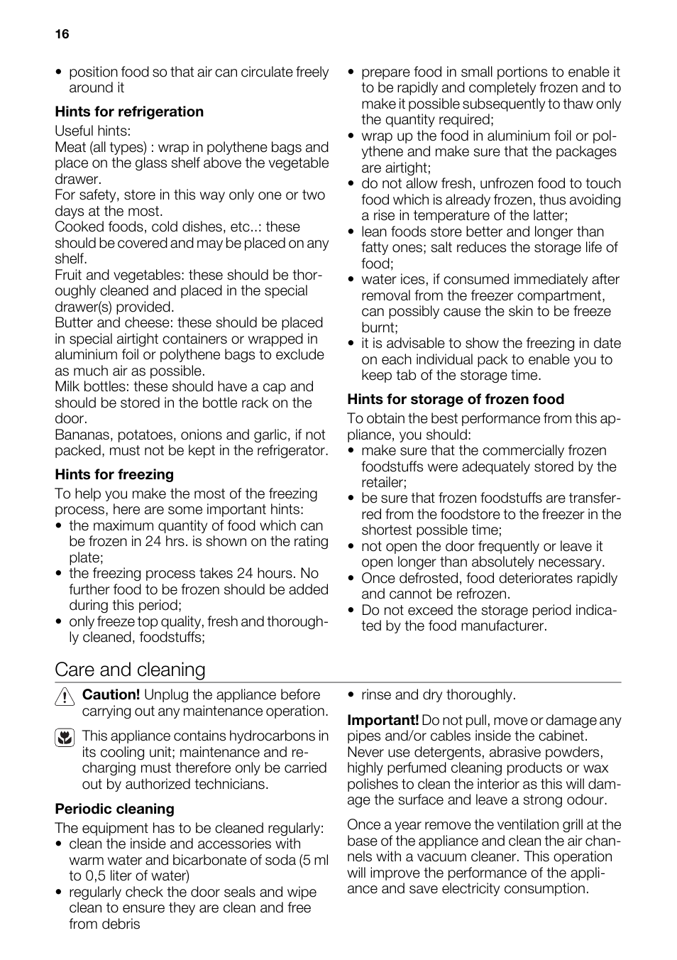 Care and cleaning | DE DIETRICH DRF912JE User Manual | Page 16 / 64