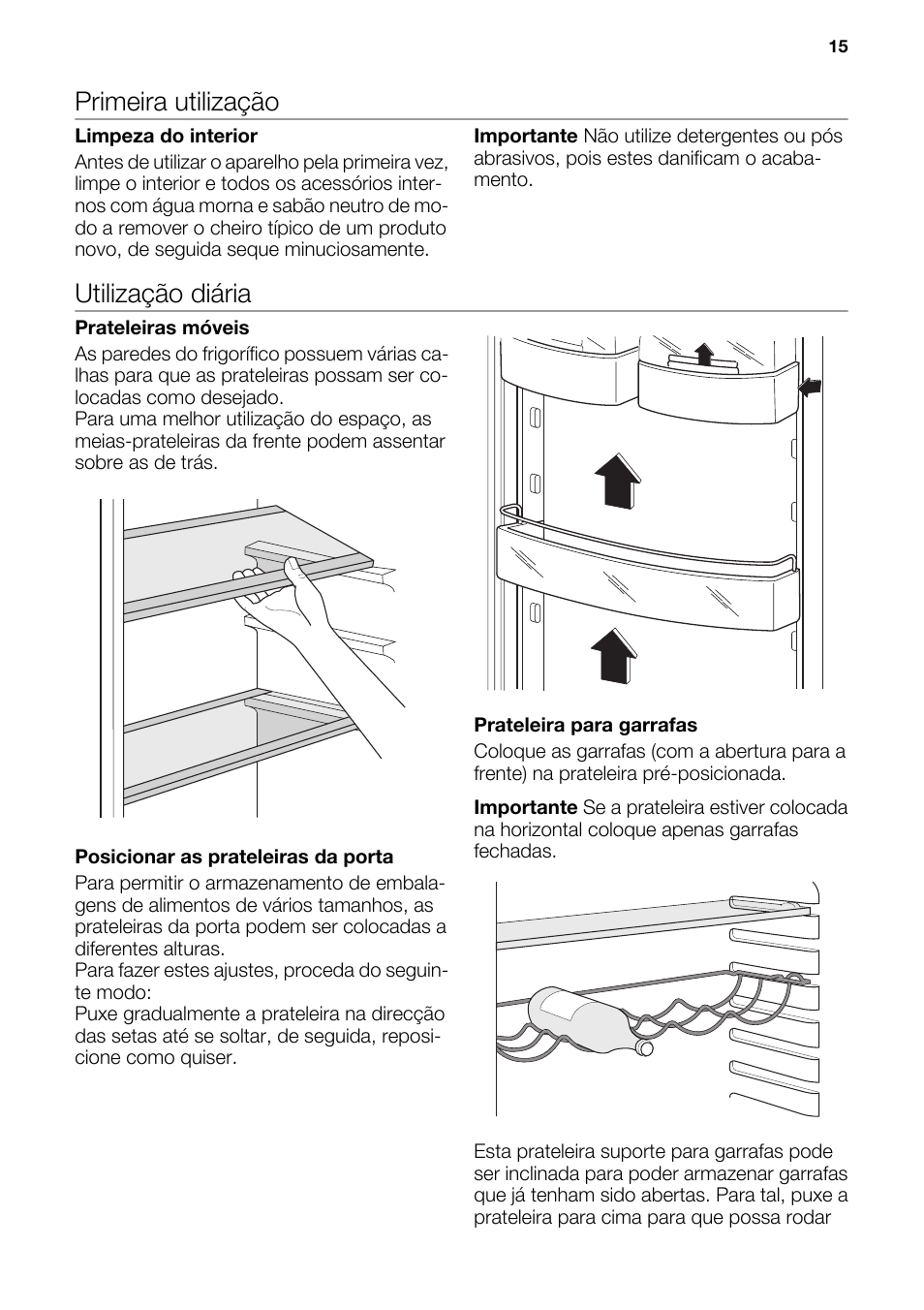 Primeira utilização, Utilização diária | DE DIETRICH DRC927JE User Manual | Page 15 / 44