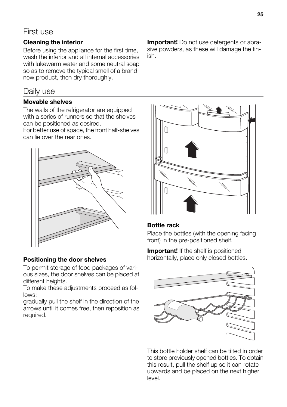 First use, Daily use | DE DIETRICH DRC927JE User Manual | Page 25 / 44