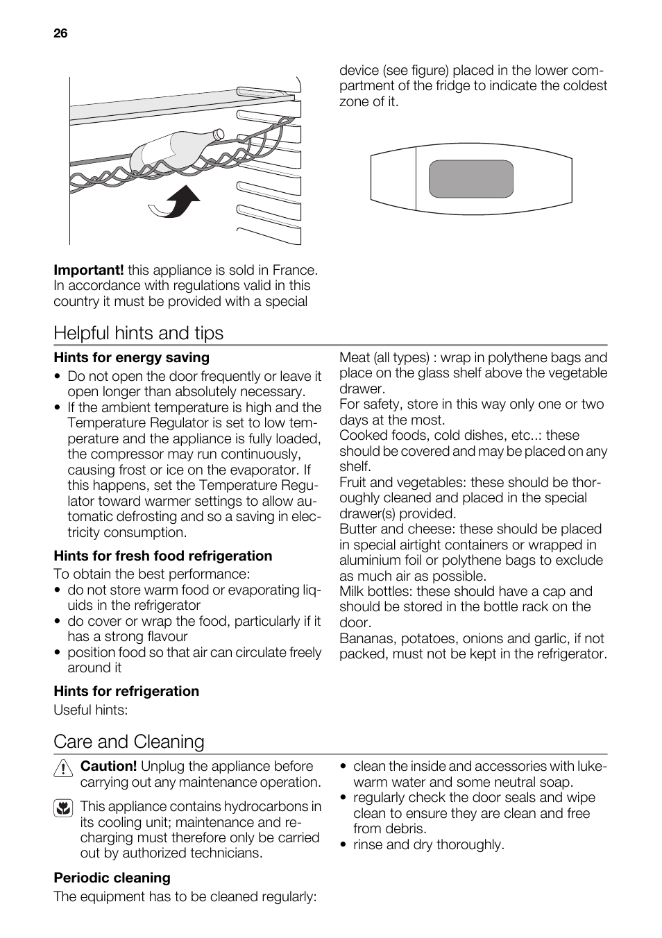 Helpful hints and tips, Care and cleaning | DE DIETRICH DRC927JE User Manual | Page 26 / 44