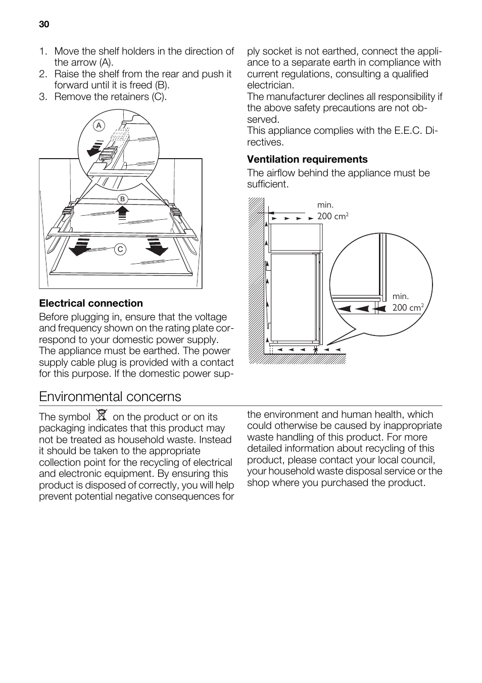 Environmental concerns | DE DIETRICH DRC927JE User Manual | Page 30 / 44