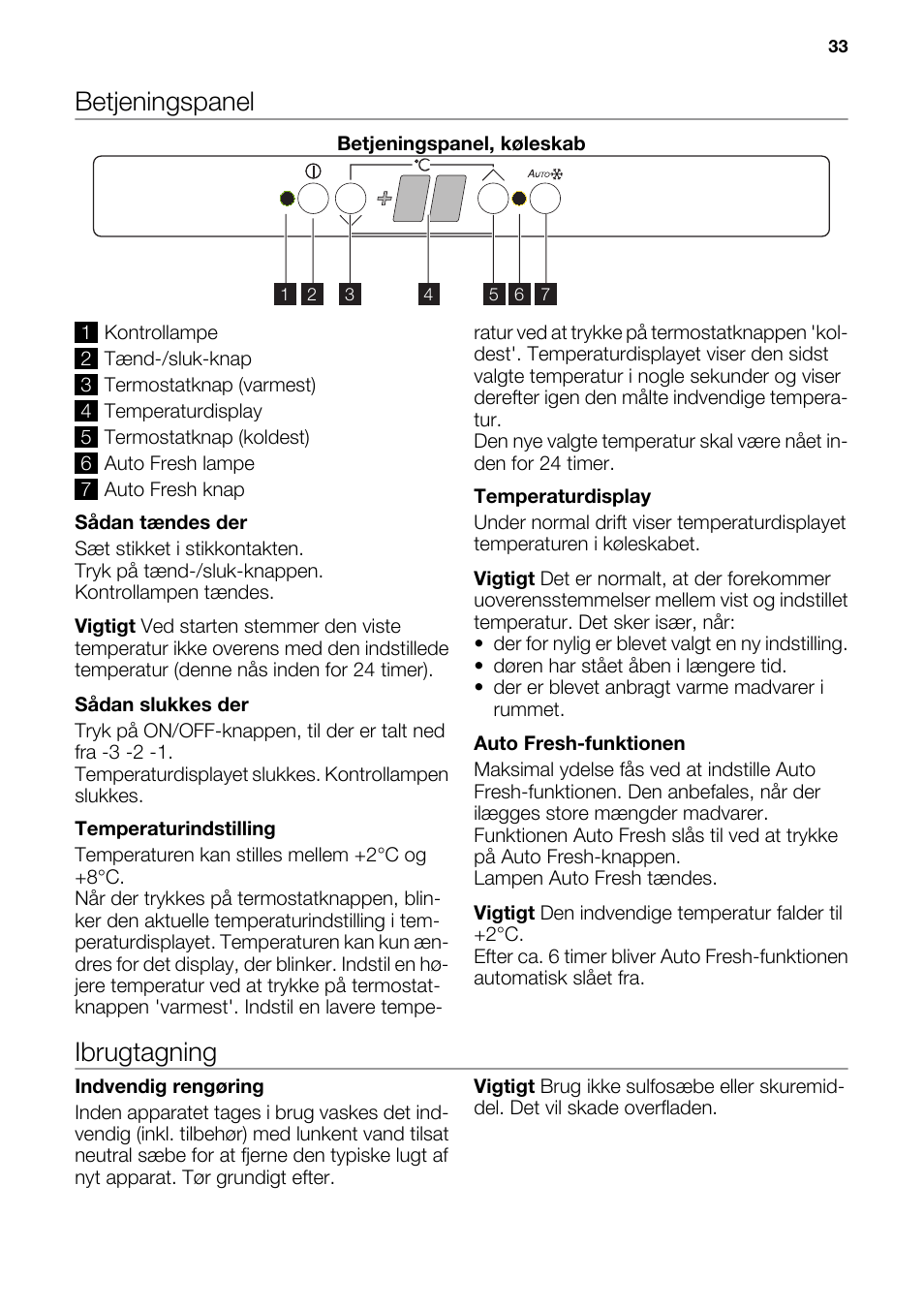 Betjeningspanel, Ibrugtagning | DE DIETRICH DRC927JE User Manual | Page 33 / 44