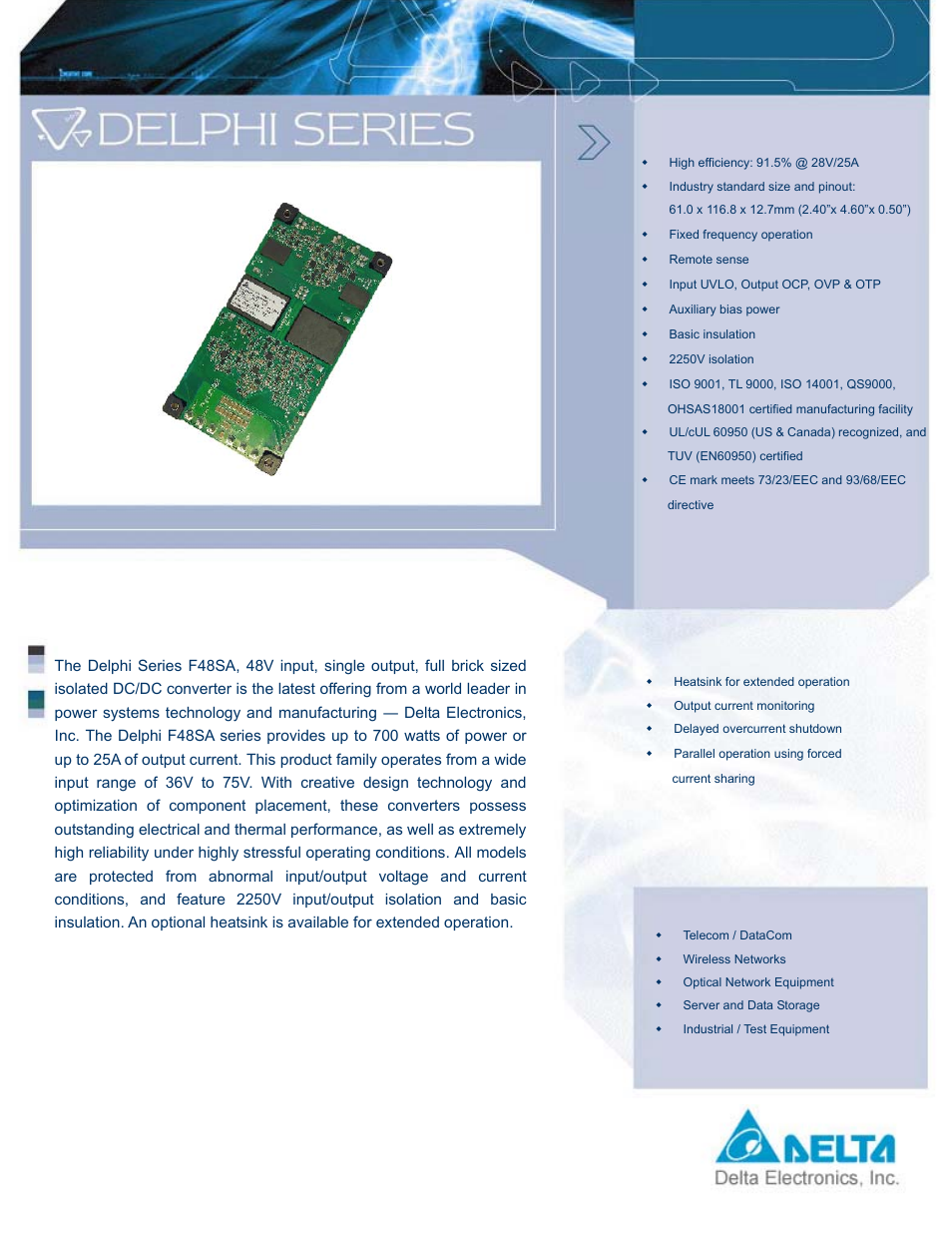 Delta Electronics F48SA User Manual | 13 pages