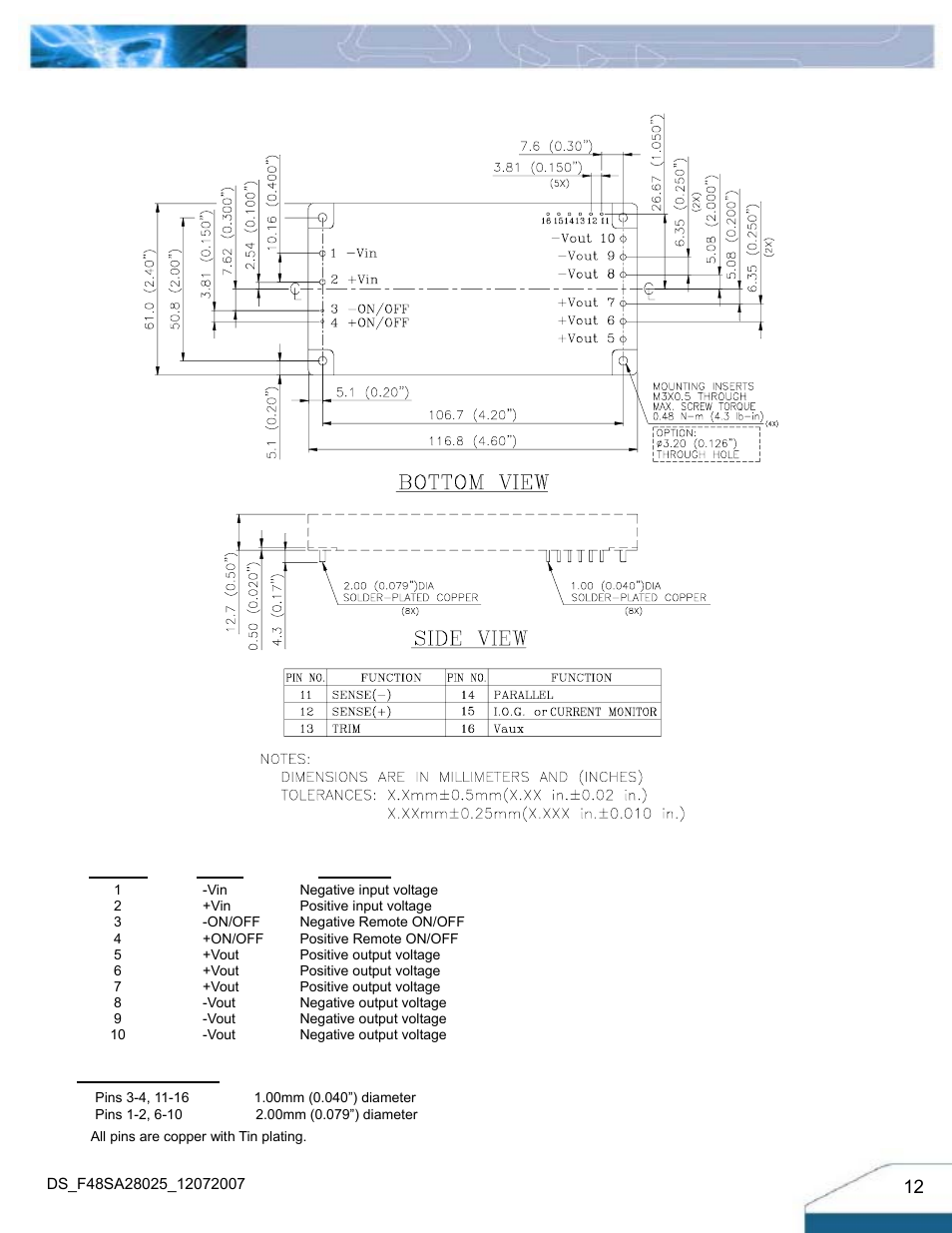 Mechanical drawing | Delta Electronics F48SA User Manual | Page 12 / 13