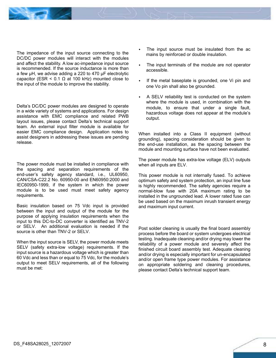 Design considerations | Delta Electronics F48SA User Manual | Page 8 / 13