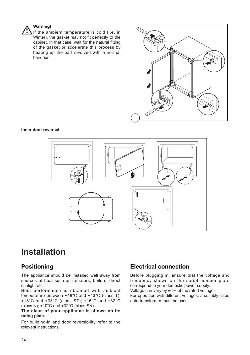 Installation | DE DIETRICH DRF312JE1 User Manual | Page 24 / 80