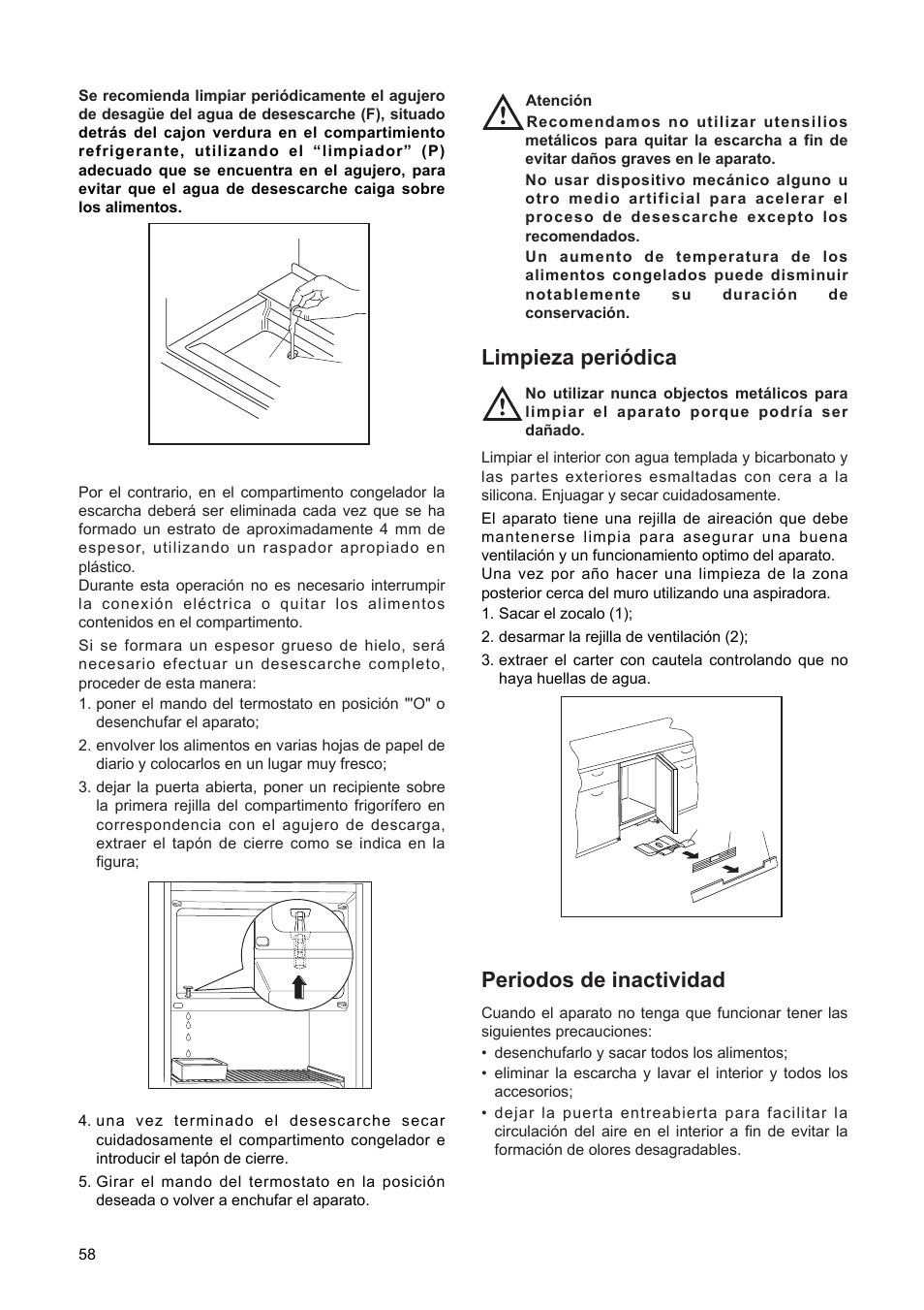 Periodos de inactividad, Limpieza peri—dica | DE DIETRICH DRF312JE1 User Manual | Page 58 / 80