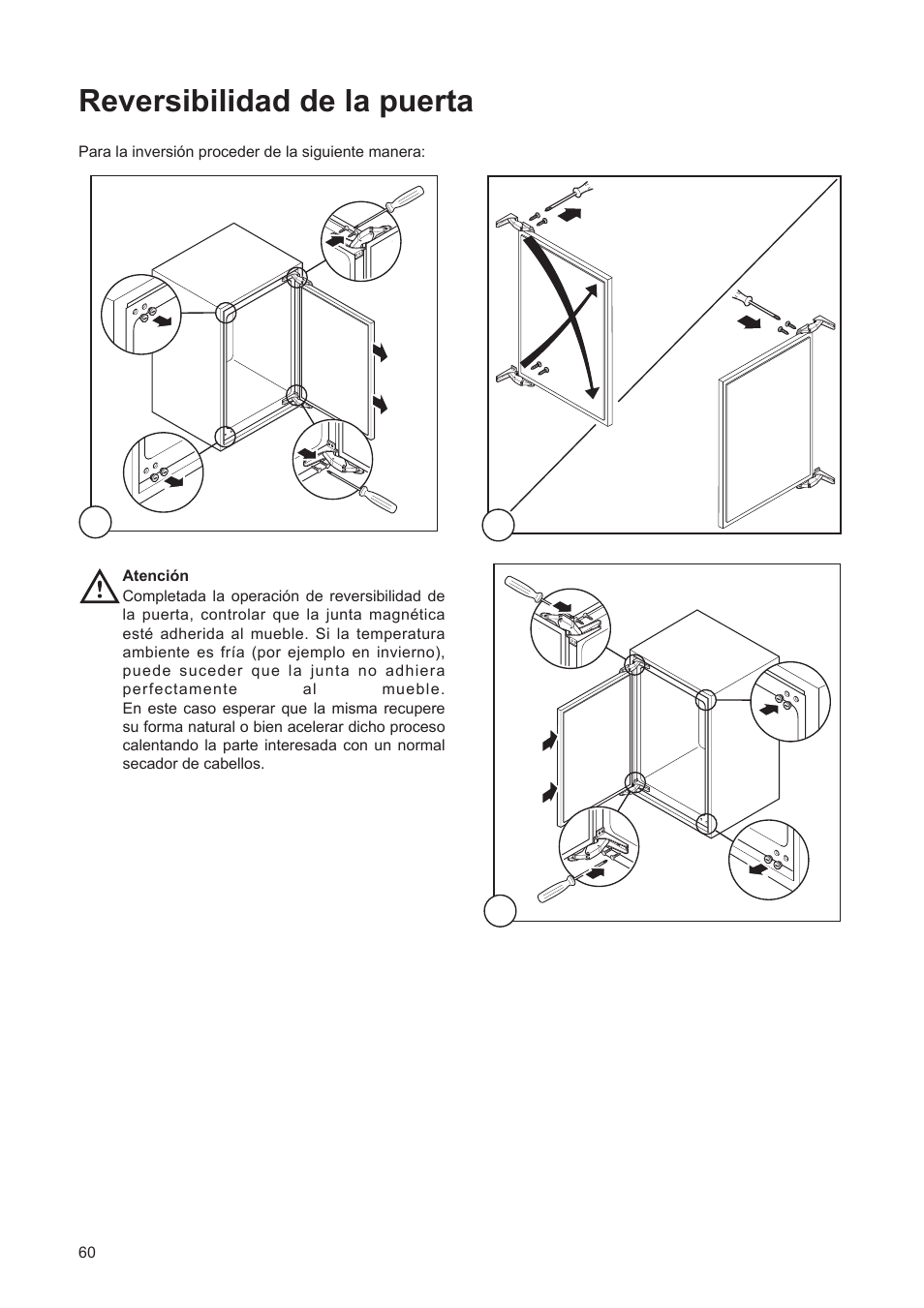 Reversibilidad de la puerta | DE DIETRICH DRF312JE1 User Manual | Page 60 / 80