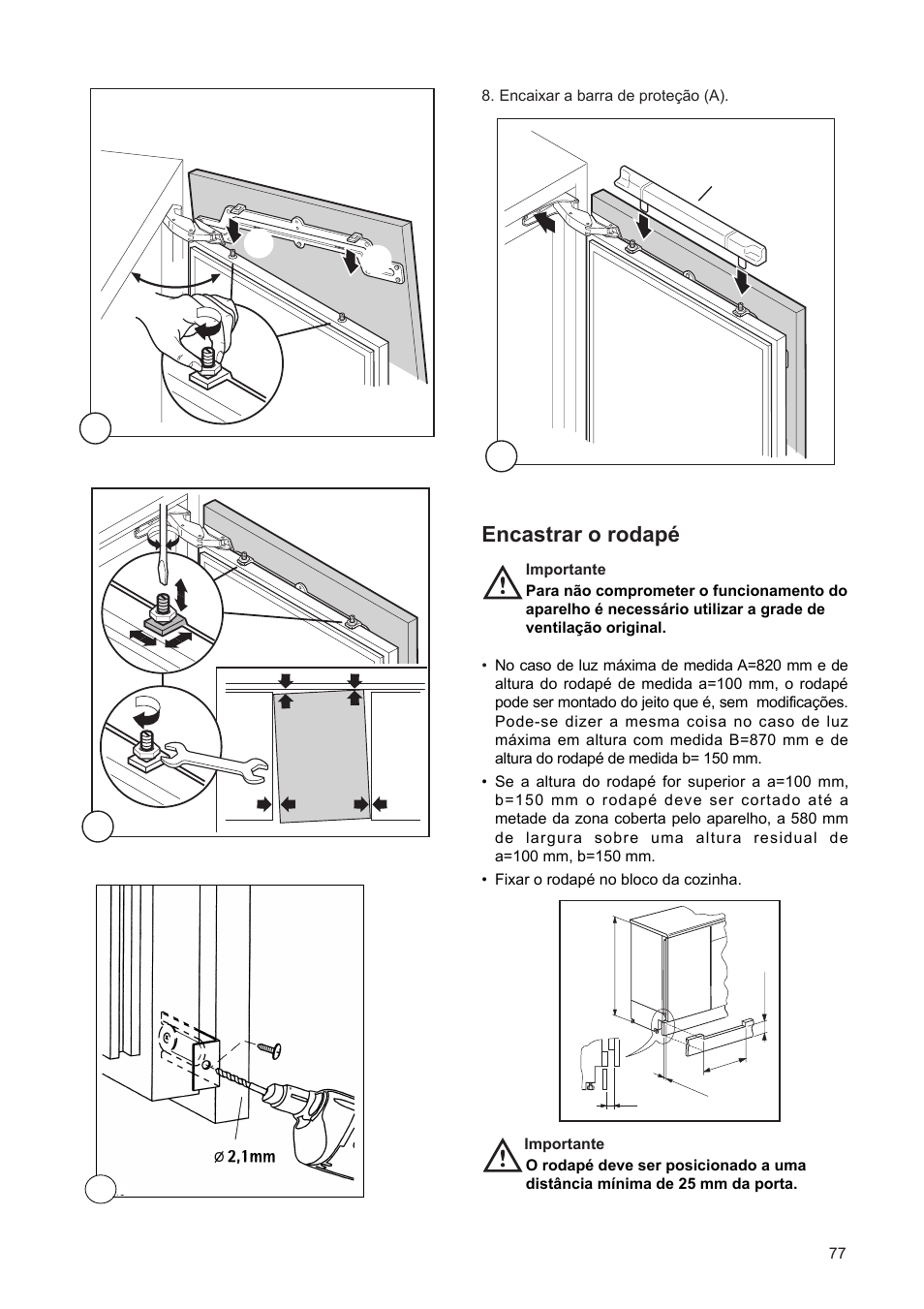 Encastrar o rodapž | DE DIETRICH DRF312JE1 User Manual | Page 77 / 80