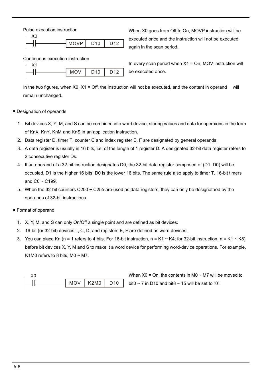 5 categories & use of application instructions | Delta Electronics Programmable Logic Controller DVP-PLC User Manual | Page 200 / 586