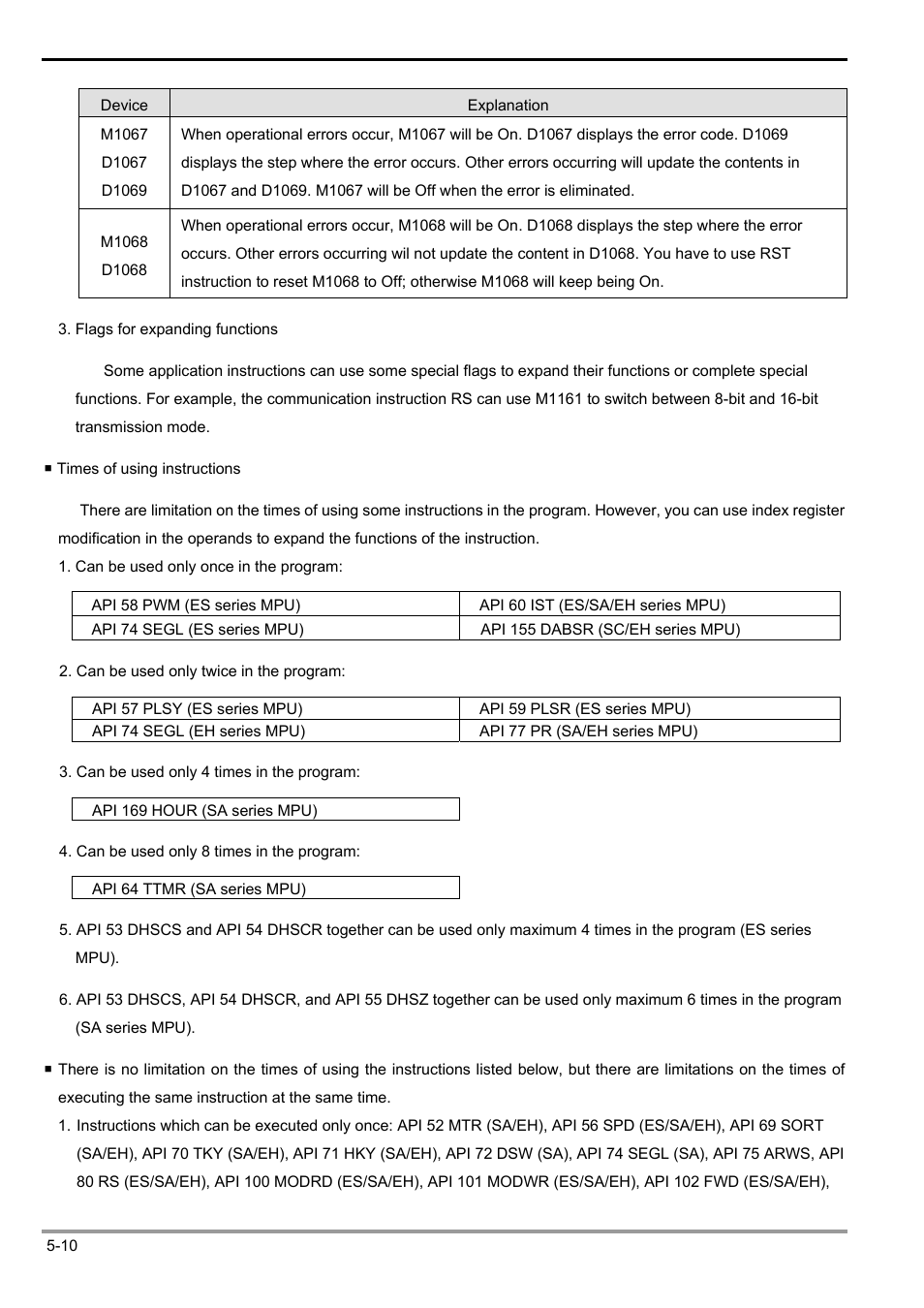 5 categories & use of application instructions | Delta Electronics Programmable Logic Controller DVP-PLC User Manual | Page 202 / 586