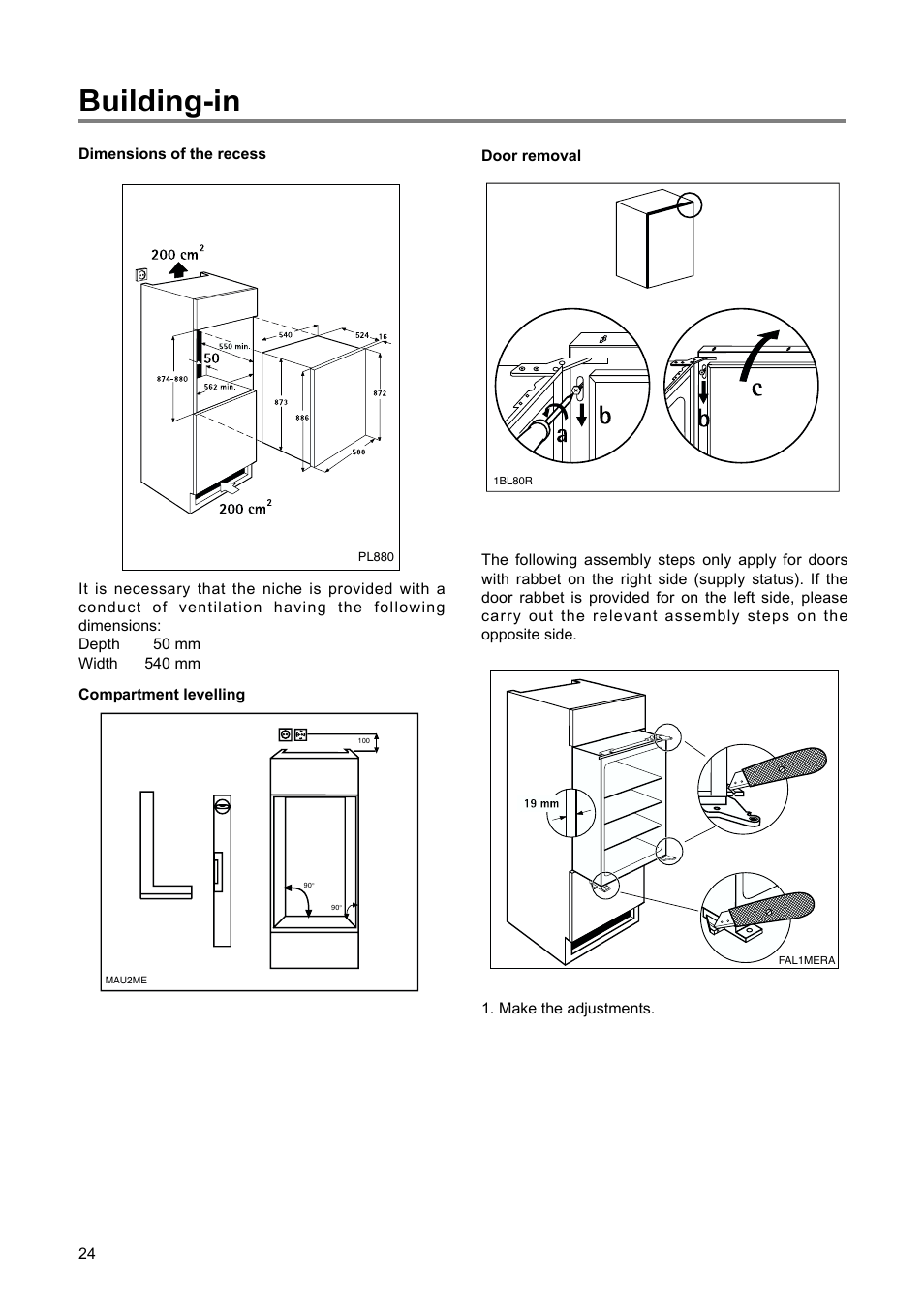 Building-in | DE DIETRICH DRH714JE User Manual | Page 24 / 80