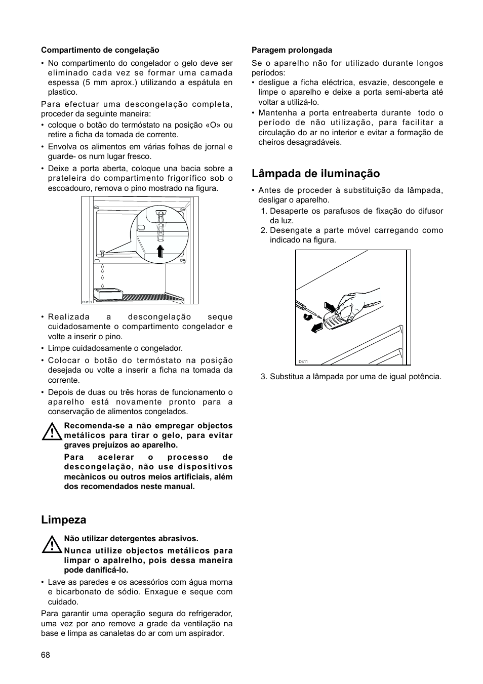 Limpeza, Lâmpada de iluminação | DE DIETRICH DRH714JE User Manual | Page 68 / 80