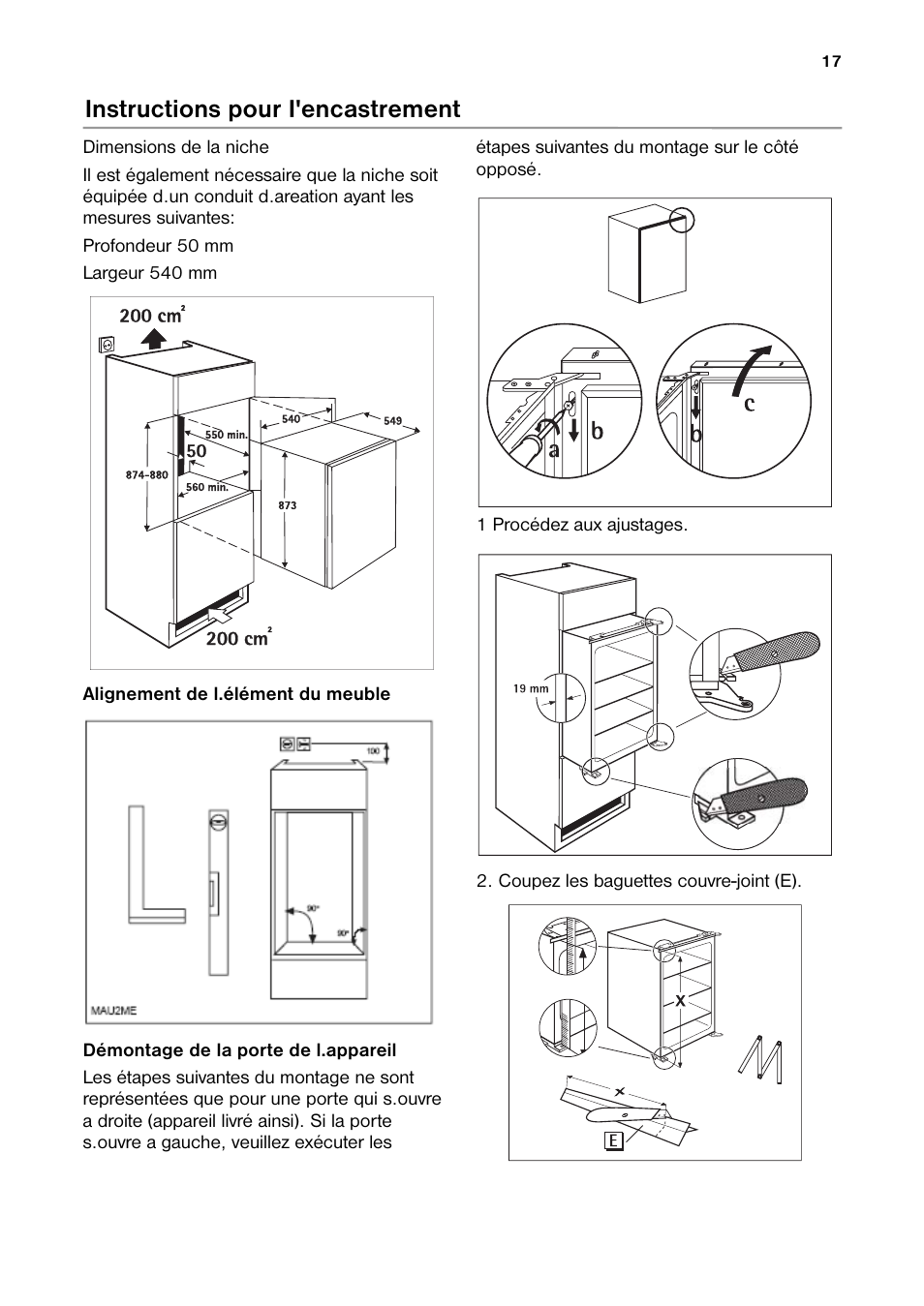 Instructions pour i'encastrement | DE DIETRICH DRH914JE User Manual | Page 17 / 72