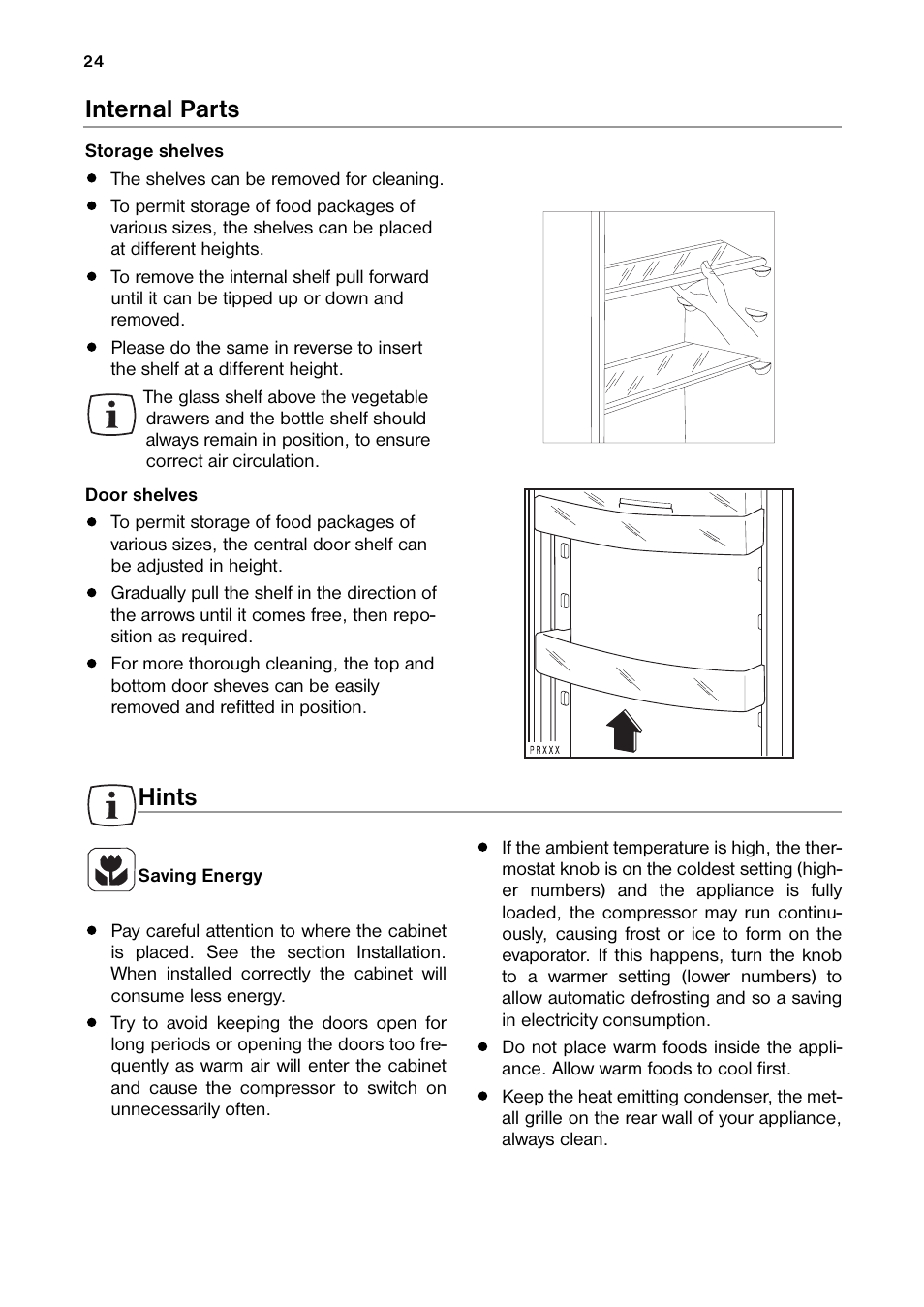 Internal parts, Hints | DE DIETRICH DRH914JE User Manual | Page 24 / 72