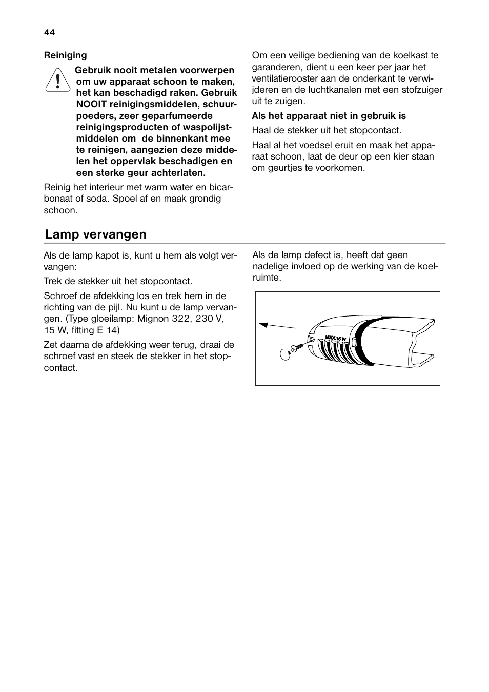 Lamp vervangen | DE DIETRICH DRH914JE User Manual | Page 44 / 72