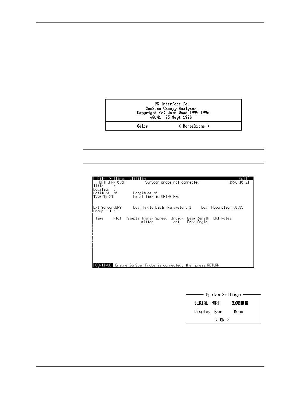 Running sundata, From dos, Setting up your pc's com port | Delta Electronics SS1-UM-1.05 User Manual | Page 11 / 86
