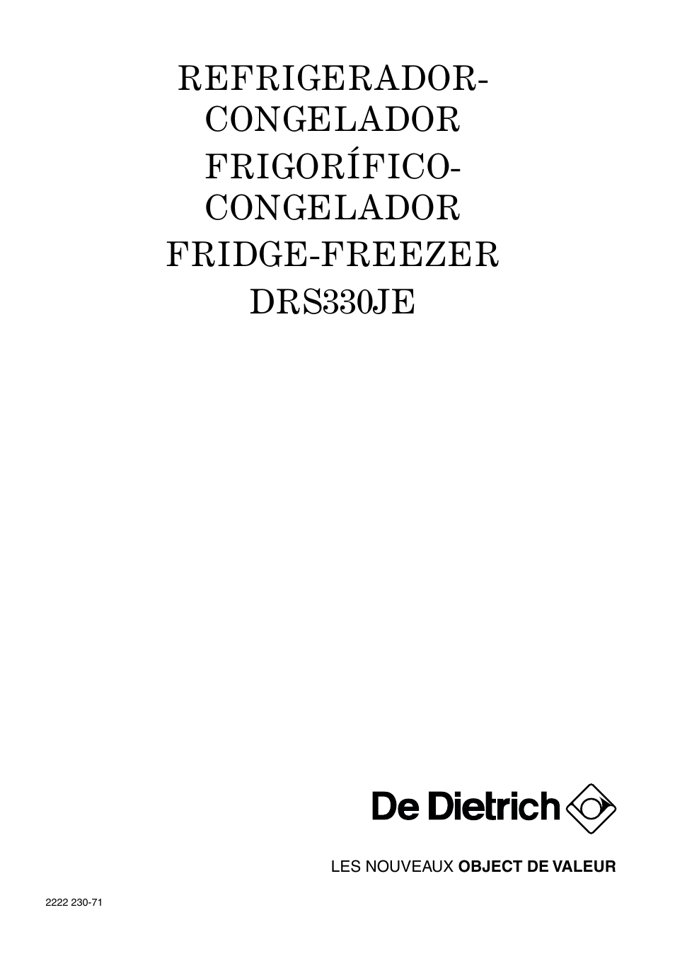 DE DIETRICH DRS330JE1 User Manual | 48 pages