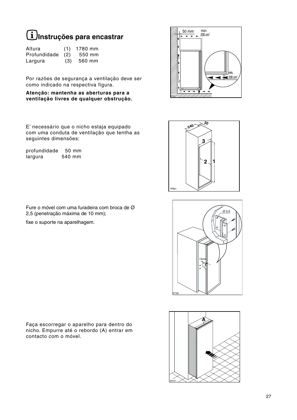 Instruções para encastrar | DE DIETRICH DRS330JE1 User Manual | Page 27 / 48