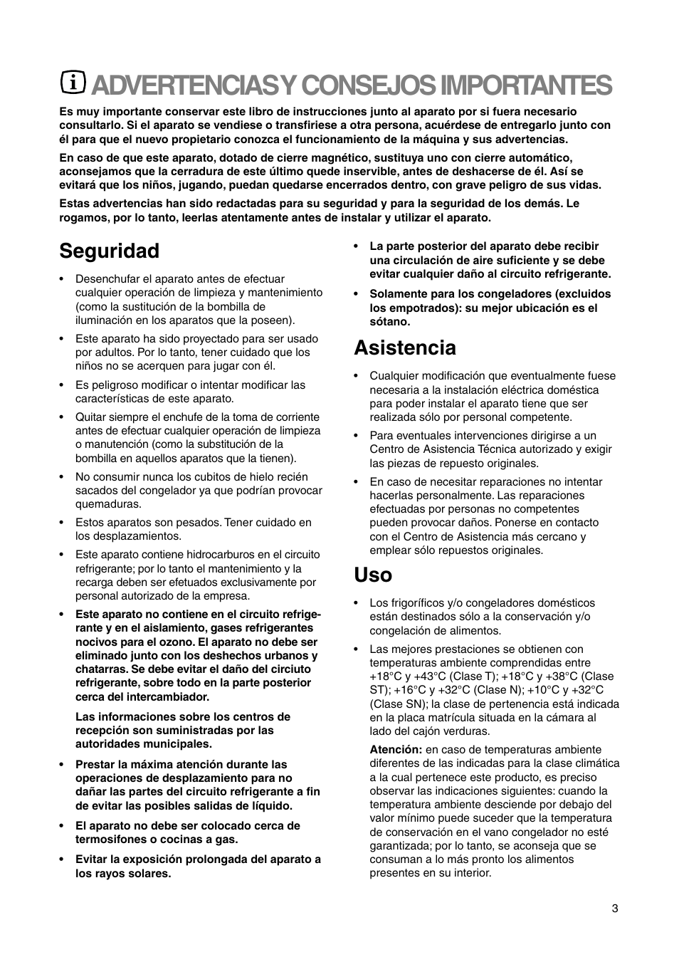 Advertencias y consejos importantes, Seguridad, Asistencia | DE DIETRICH DRS330JE1 User Manual | Page 3 / 48