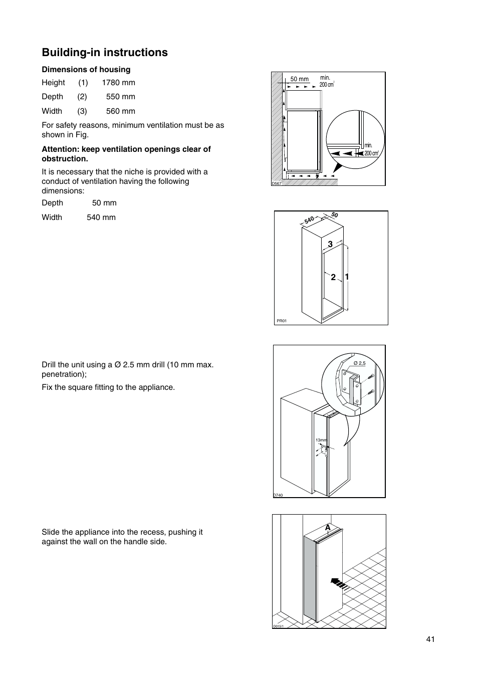 Building-in instructions | DE DIETRICH DRS330JE1 User Manual | Page 41 / 48