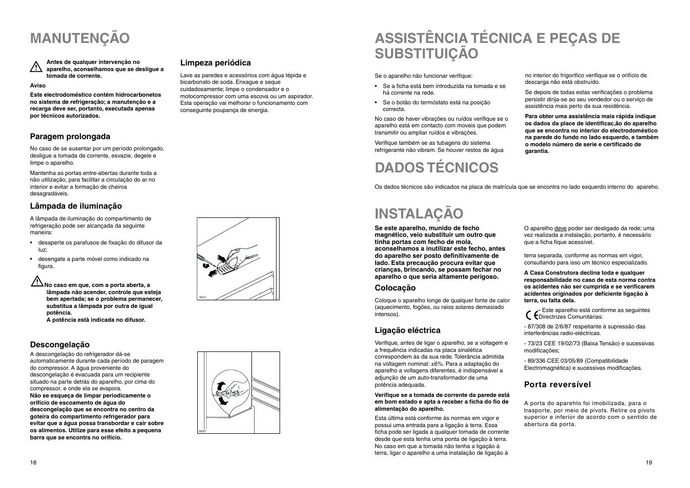 Manutenção, Instalação, Assistência técnica e peças de substituição | Dados técnicos | DE DIETRICH DRS323JE1 User Manual | Page 19 / 36