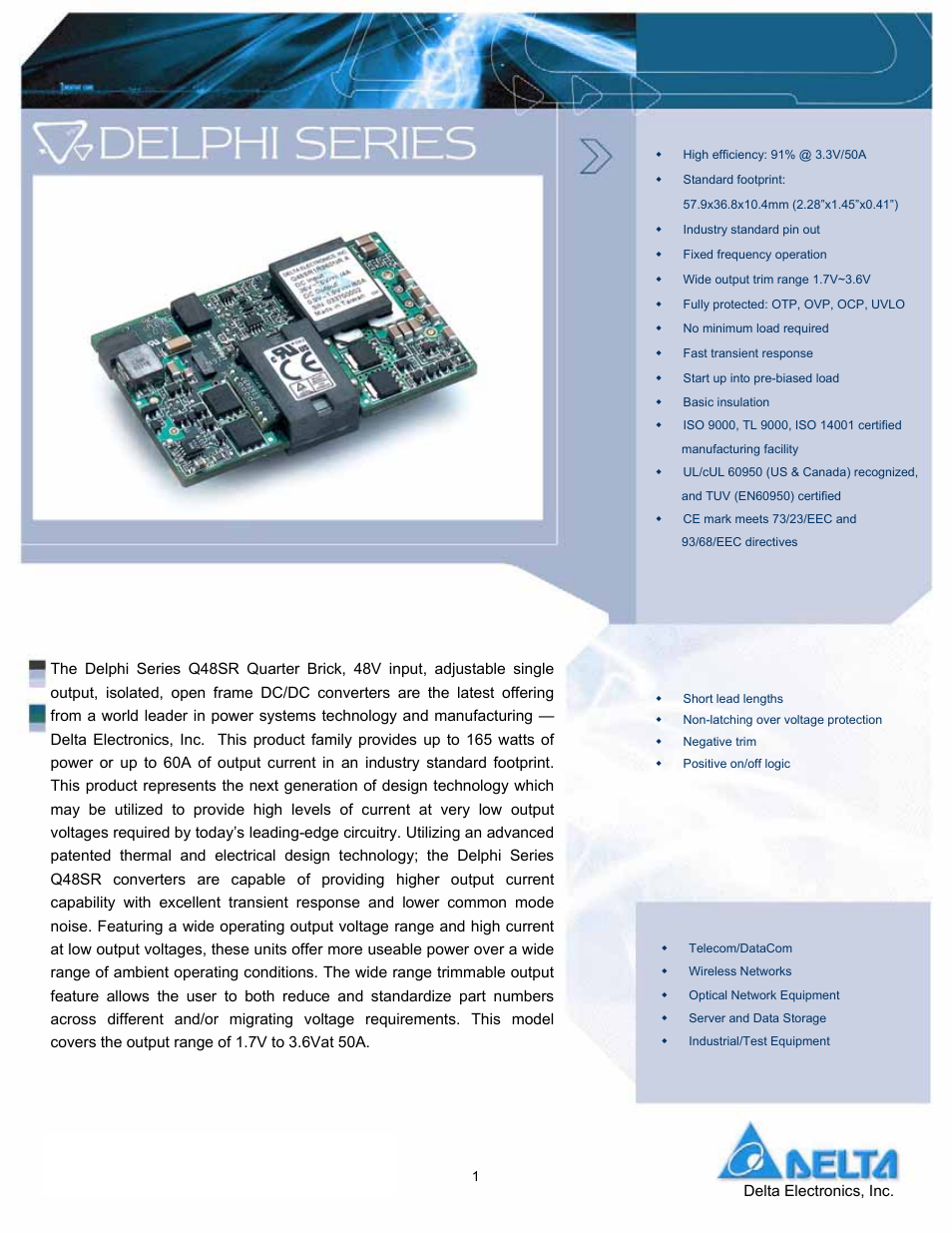 Delta Electronics Q48SR User Manual | 14 pages