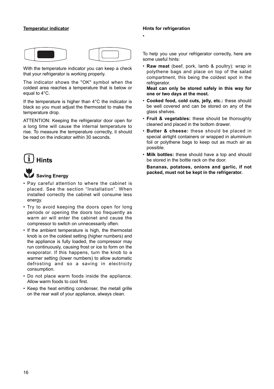 Hints | DE DIETRICH DRS723JE User Manual | Page 5 / 16