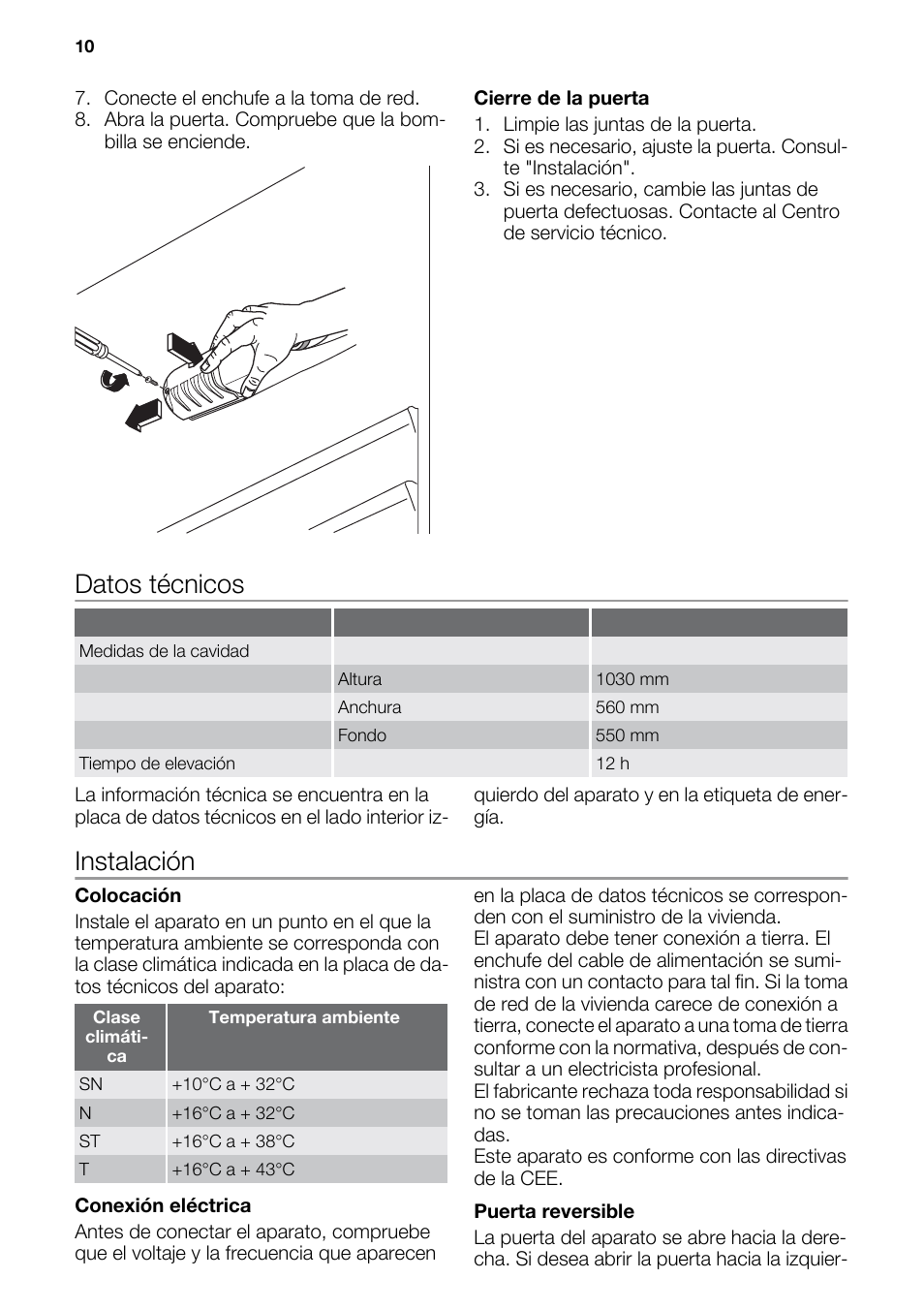 Datos técnicos, Instalación | DE DIETRICH DRS917JE User Manual | Page 10 / 60