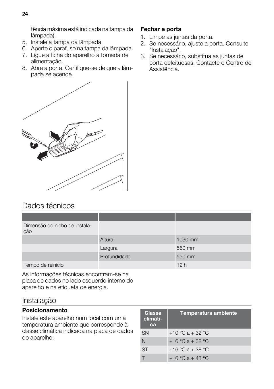 Dados técnicos, Instalação | DE DIETRICH DRS917JE User Manual | Page 24 / 60