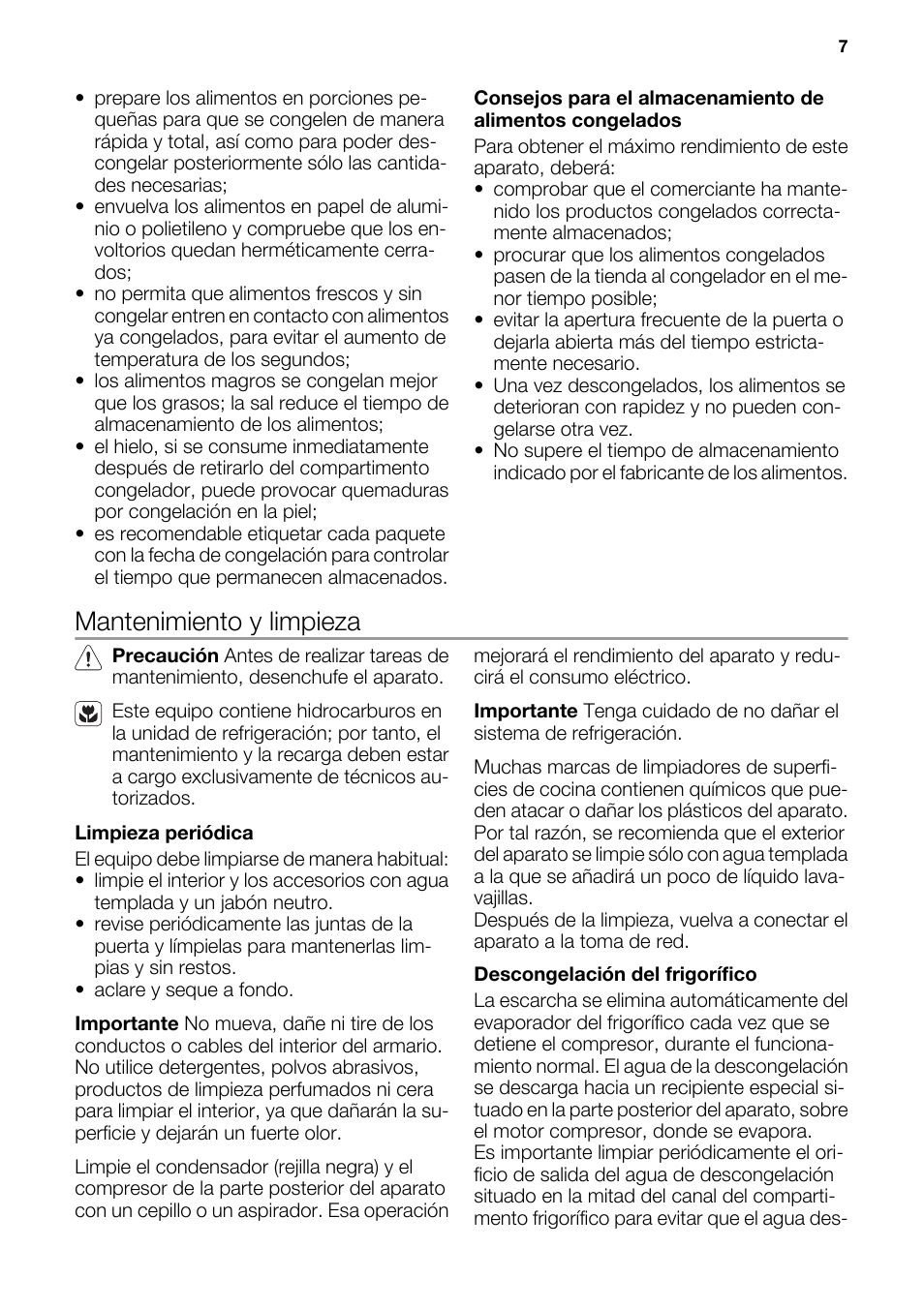 Mantenimiento y limpieza | DE DIETRICH DRS917JE User Manual | Page 7 / 60