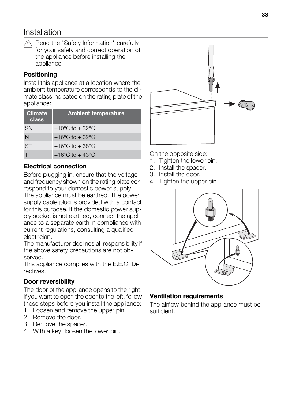 Installation | DE DIETRICH DRS918JE User Manual | Page 33 / 52