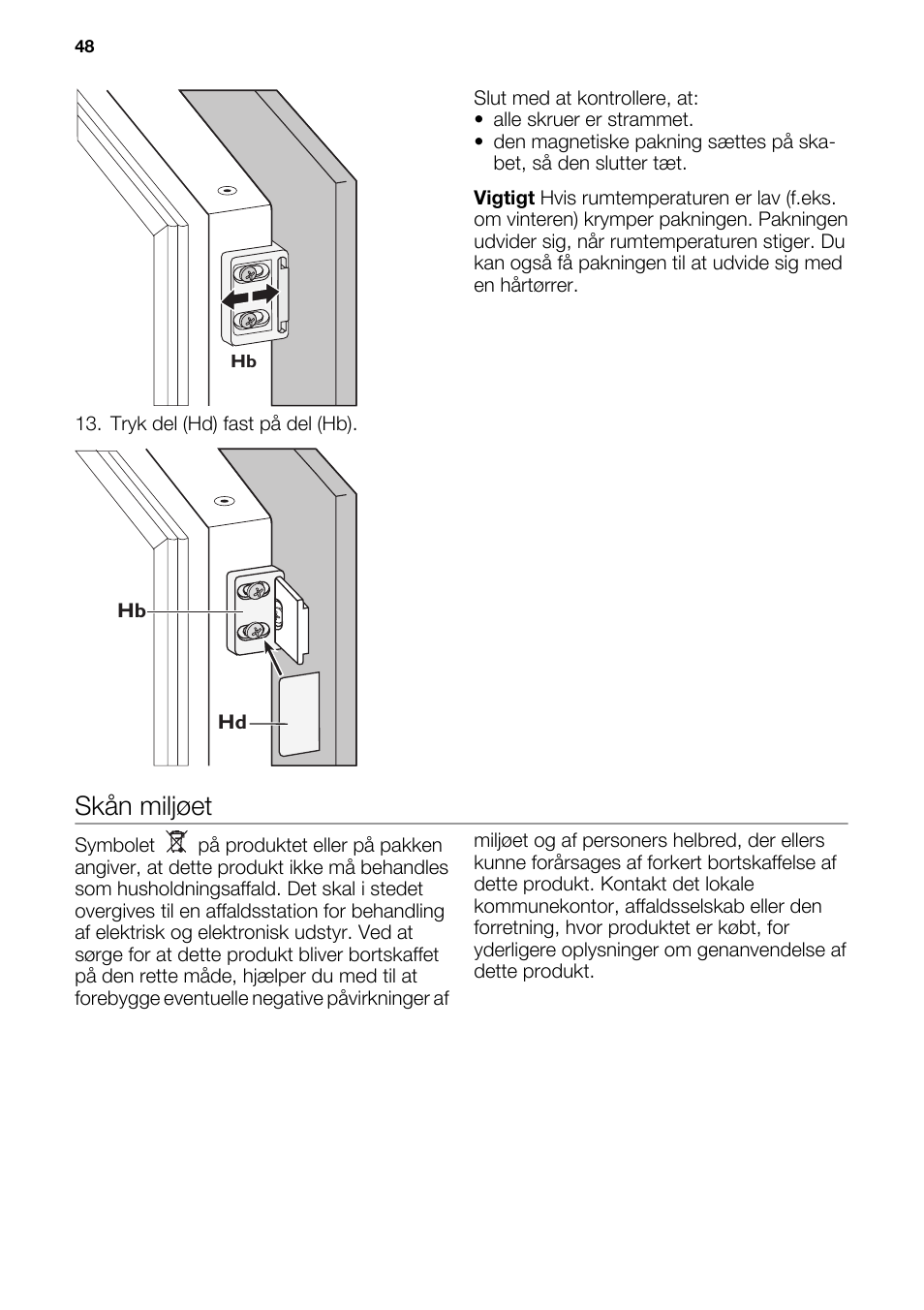 Skån miljøet | DE DIETRICH DRS918JE User Manual | Page 48 / 52