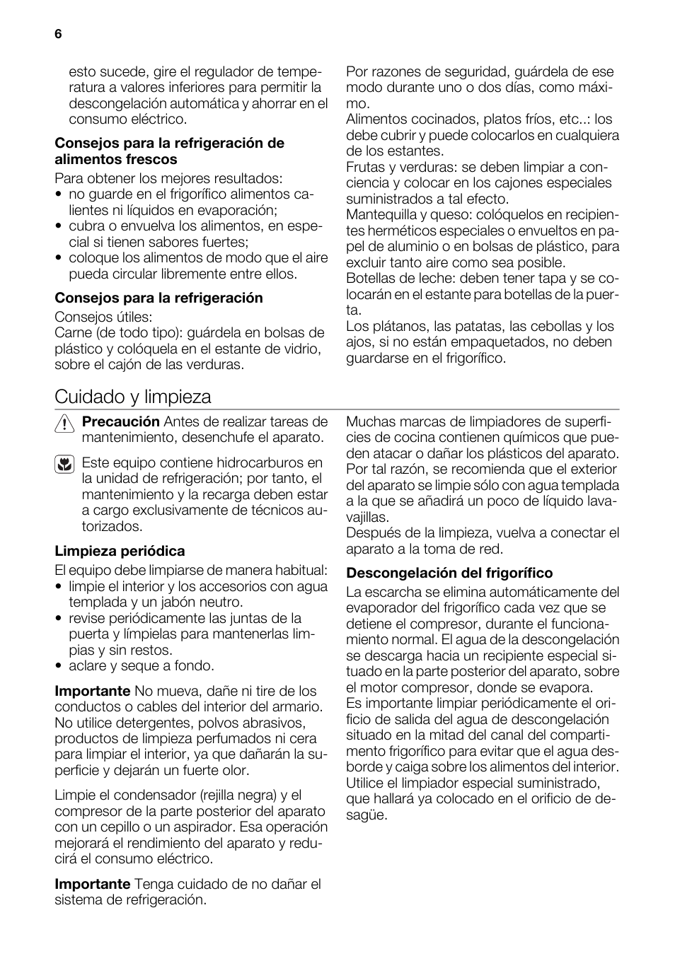 Cuidado y limpieza | DE DIETRICH DRS918JE User Manual | Page 6 / 52