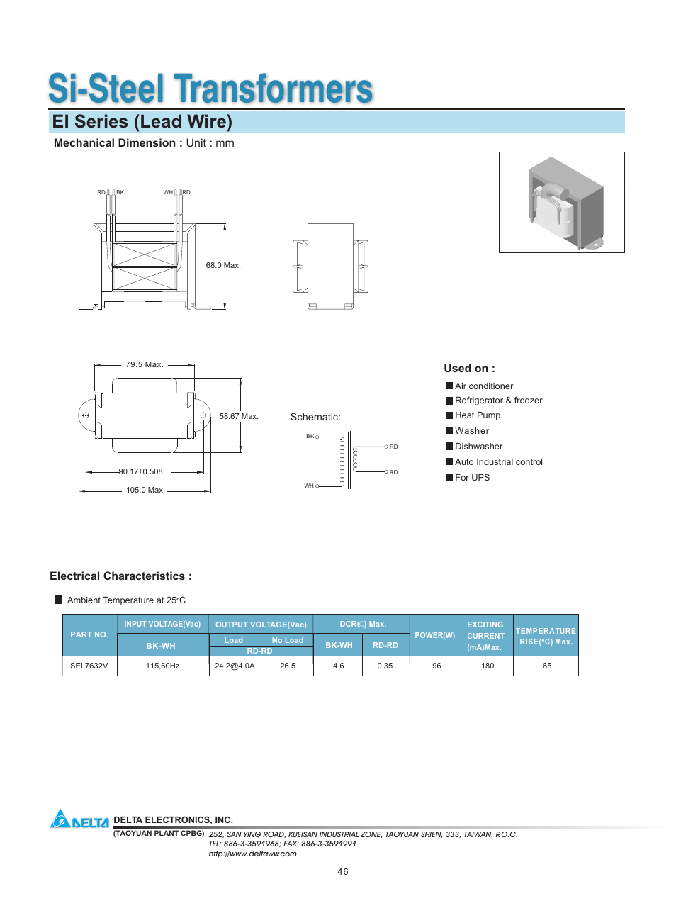 Delta Electronics SEL7632V User Manual | 1 page