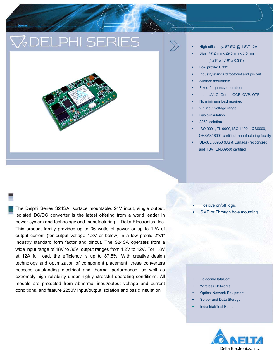 Delta Electronics S24SA User Manual | 13 pages