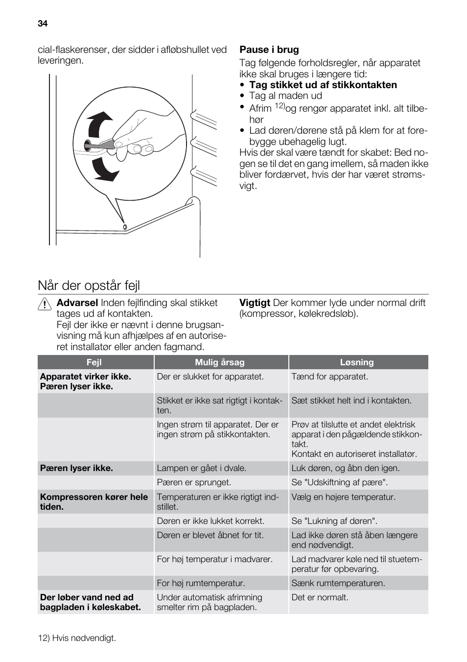Når der opstår fejl | DE DIETRICH DRS926JE User Manual | Page 34 / 40