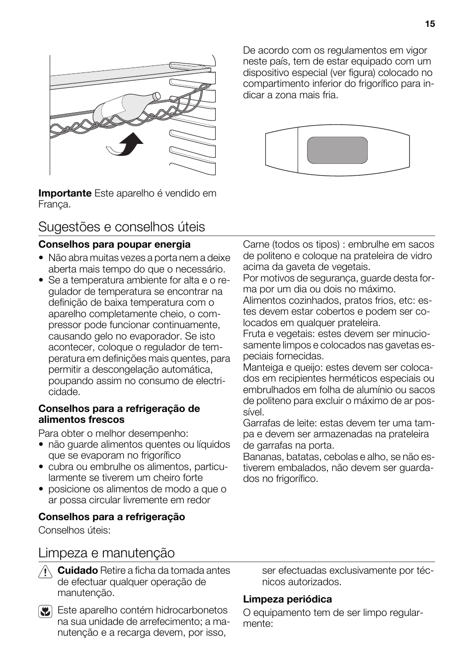 Sugestões e conselhos úteis, Limpeza e manutenção | DE DIETRICH DRS926JE User Manual | Page 15 / 40